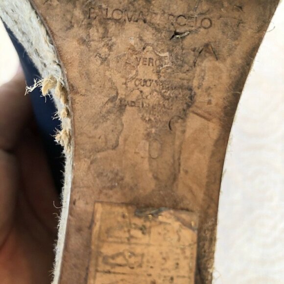 PALOMA BARCELO Blue Leather Espadrille Sandals 9.5 - Picture 11 of 12